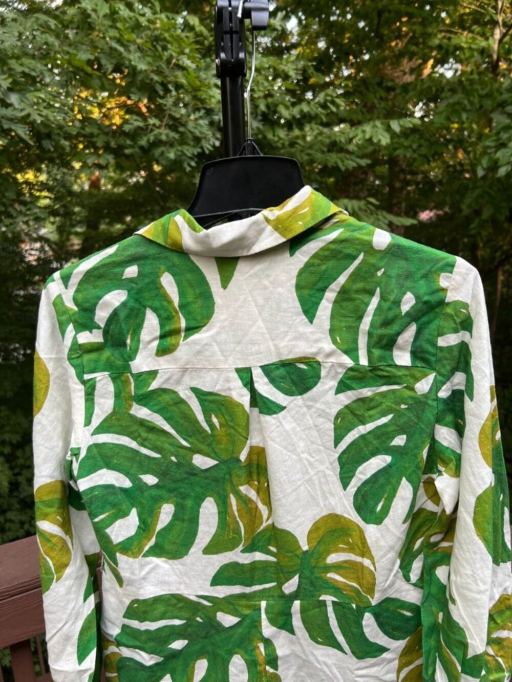 NWOT Farm Rio Linen Blend White Monstera Long Sleeve Romper Size M - Picture 8 of 11